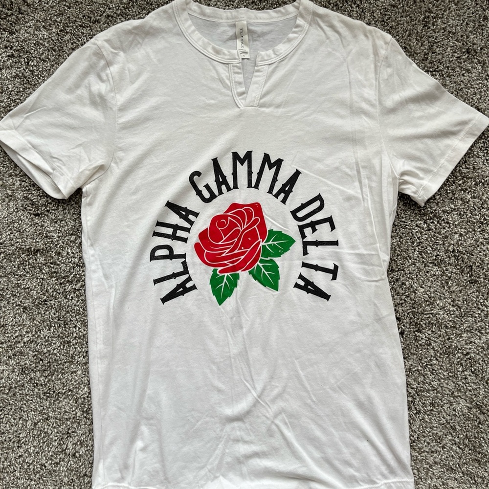 Alpha Gamma Delta Rose White T-Shirt